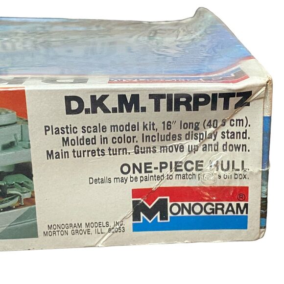 VTG 1977 Monogram D.K.M. Tirpitz German Battleship One Piece Detailed Hull #3009 - Picture 10 of 16